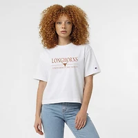 T-shirt court à logo Champion blanc Texas Longhorns pour femmes