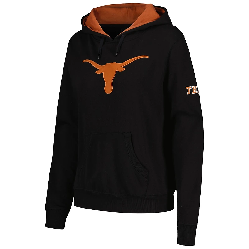 Women's Colosseum  Black Texas Longhorns Big Logo Pullover Hoodie