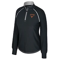 Women's Colosseum Black Texas Longhorns Bikram Raglan Quarter-Zip Top
