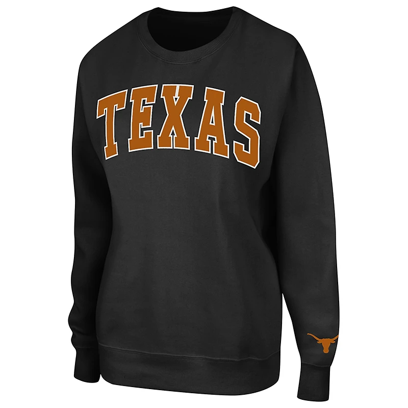 Women's Colosseum Black Texas Longhorns Campanile Pullover Sweatshirt