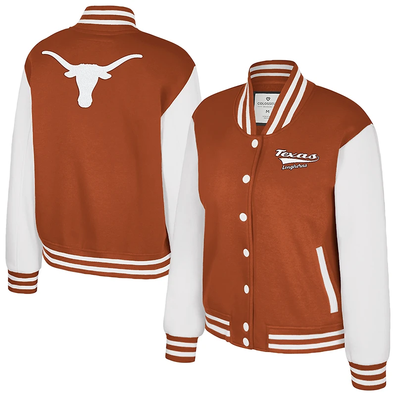 Veste polaire à boutons-pression complète pour femme Colosseum Texas Orange Longhorns French Baguette