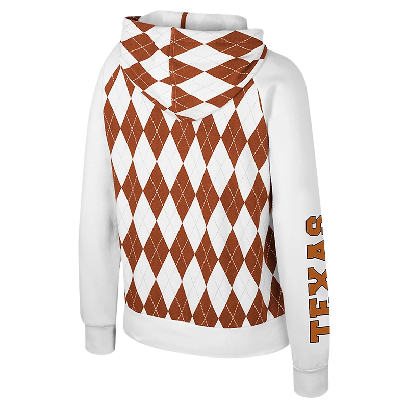 Women's Colosseum White Texas Longhorns The Dealio Argyle Full-Zip Jacket