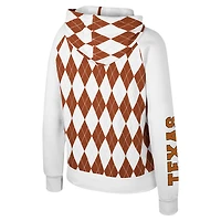 Women's Colosseum White Texas Longhorns The Dealio Argyle Full-Zip Jacket