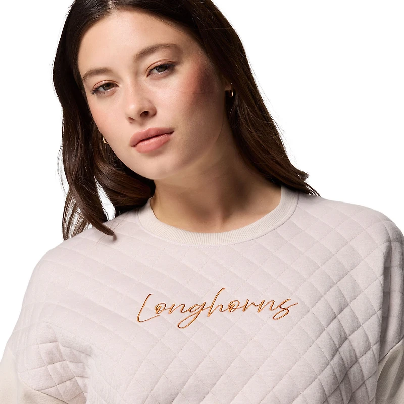 Women's Columbia Cream Texas Longhorns Collegiate Hart Mountain™ Quilted Sweatshirt