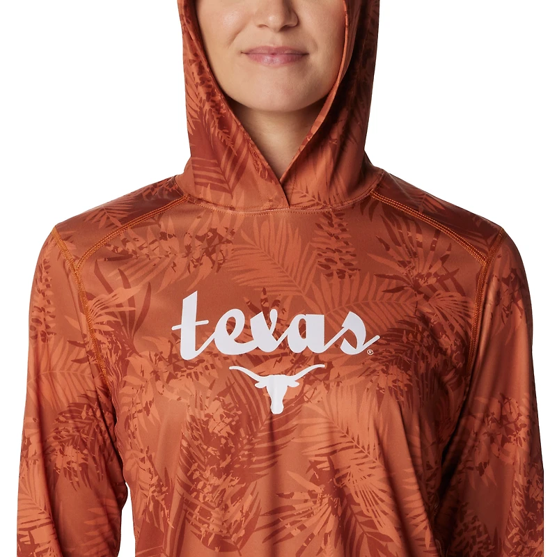 T-shirt à capuche imprimé manches longues Columbia Texas Orange Longhorns Summerdry pour femme