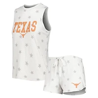 Women's Concepts Sport Cream Texas Longhorns Agenda Stars Tank Top and Shorts Sleep Set