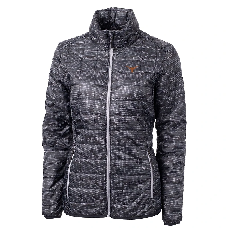 Doudoune zippée intégrale en tissu écologique Texas Longhorns noire pour femme Cutter & Buck