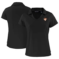 Polo à col en V recyclé Daybreak pour femme, motif Texas Longhorns Vault, noir, Cutter & Buck