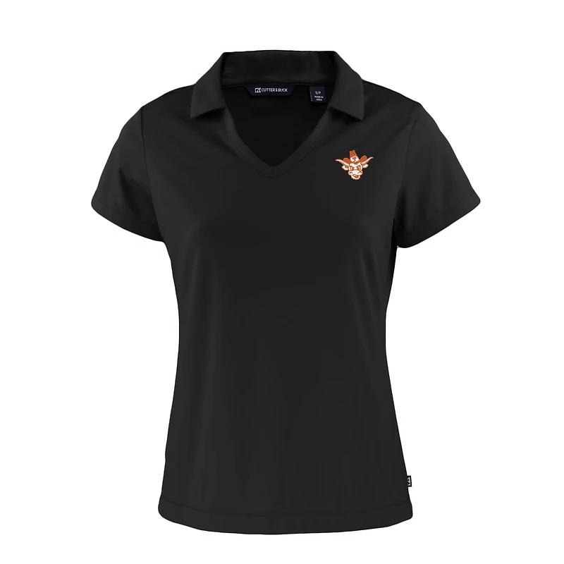 Women's Cutter & Buck  Black Texas Longhorns Vault Daybreak Eco Recycled V-Neck Polo