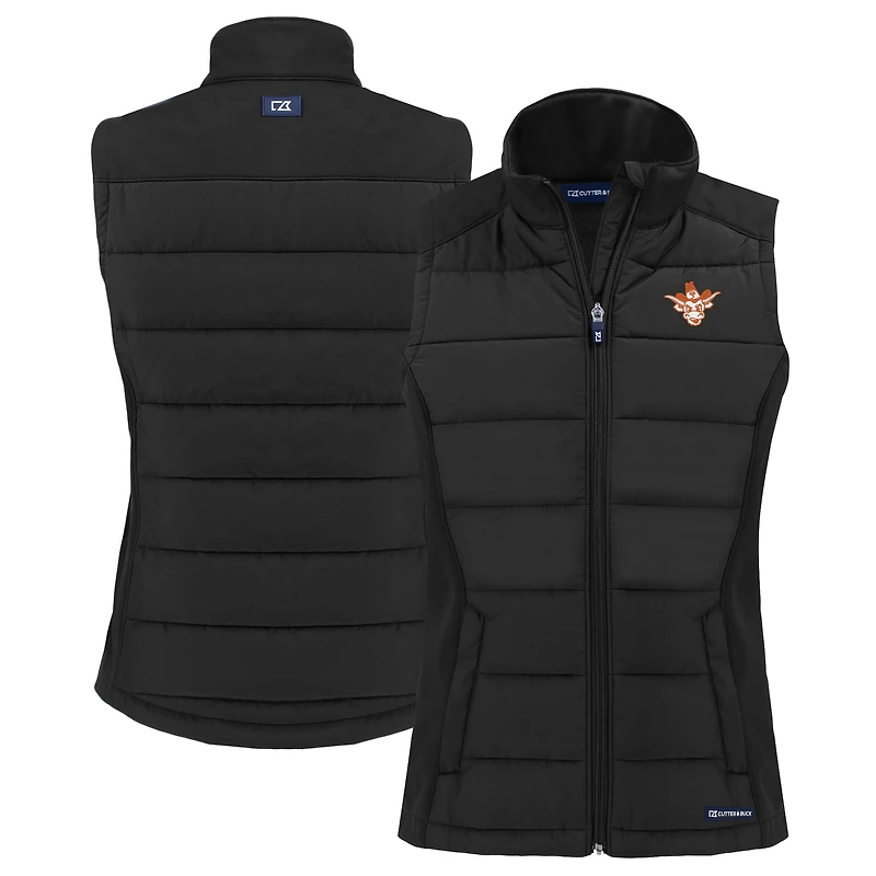 Gilet hybride en softshell recyclé entièrement zippé pour femme, noir, Texas Longhorns Vault Evoke