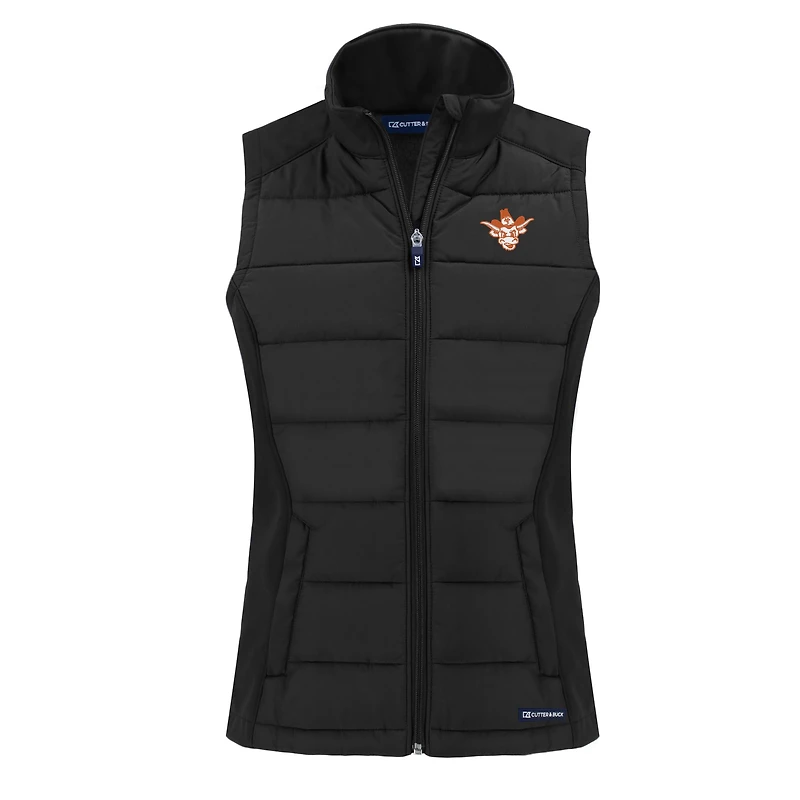 Gilet hybride en softshell recyclé entièrement zippé pour femme, noir, Texas Longhorns Vault Evoke