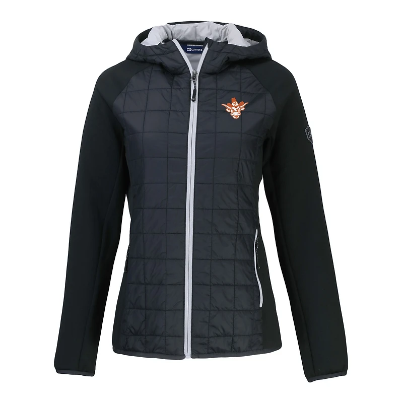 Veste hybride entièrement zippée Primaloft Eco Raglan pour femme Cutter & Buck Black Texas Longhorns Vault