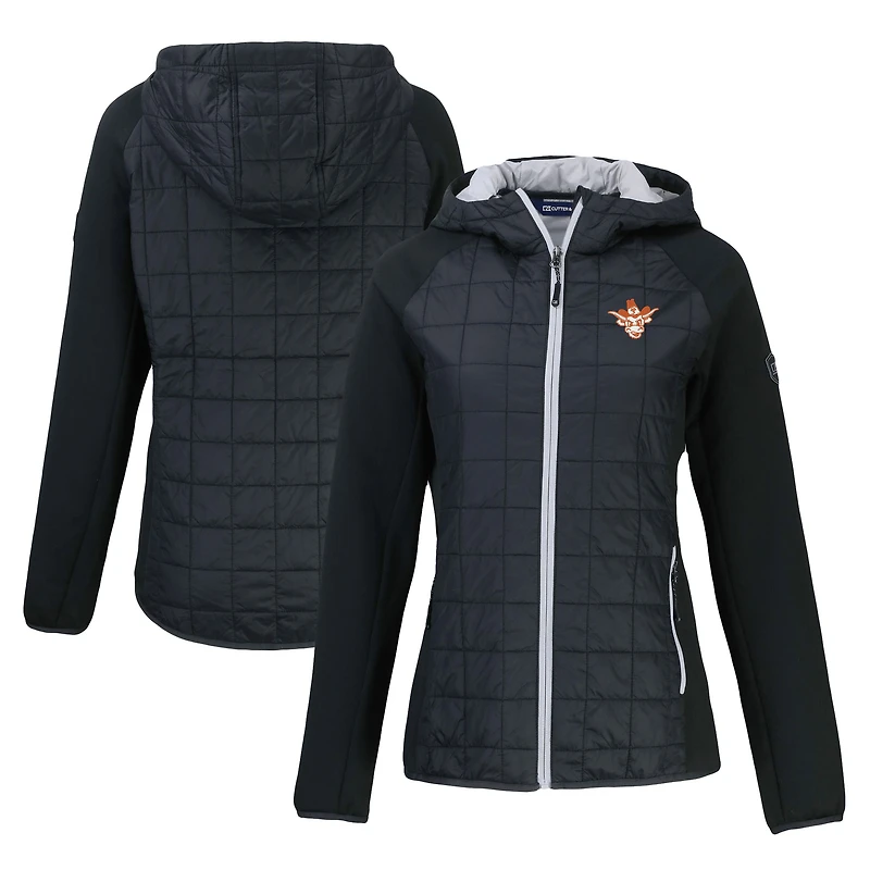 Veste hybride entièrement zippée Primaloft Eco Raglan pour femme Cutter & Buck Black Texas Longhorns Vault