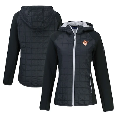 Veste hybride entièrement zippée Primaloft Eco Raglan pour femme Cutter & Buck Black Texas Longhorns Vault