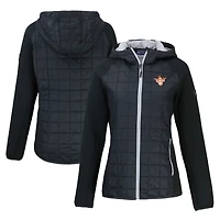 Veste hybride entièrement zippée Primaloft Eco Raglan pour femme Cutter & Buck Black Texas Longhorns Vault