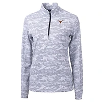 Women's Cutter & Buck Charcoal Texas Longhorns Traverse Camo Quarter-Zip Pullover Top