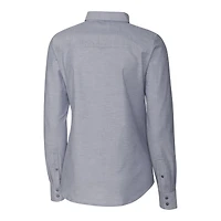 Chemise boutonnée à manches longues en tissu Oxford extensible tri-blend pour femme, couleur charbon, style Texas Longhorns Vault, Cutter & Buck