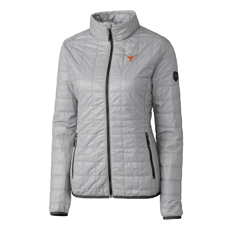 Doudoune isolante entièrement zippée Rainier Eco pour femme, grise, des Texas Longhorns, Cutter & Buck