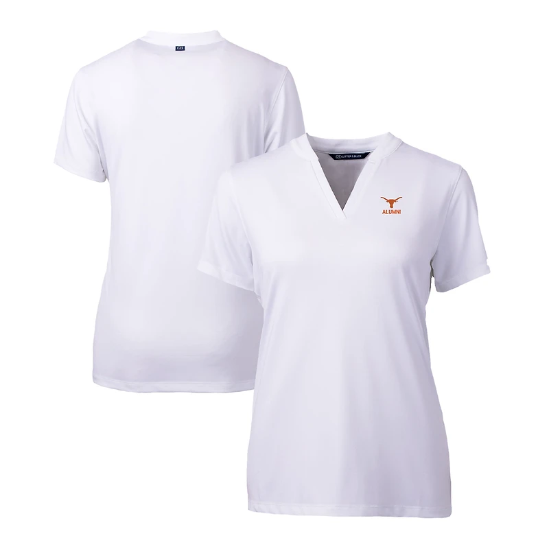 Women's Cutter & Buck White Texas Longhorns Alumni DryTec Forge Stretch V-Neck Blade Top
