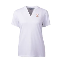 Women's Cutter & Buck  White Texas Longhorns Alumni DryTec Forge Stretch V-Neck Blade Top