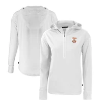 Sweat à capuche demi-zippé écologique recyclé pour femme Cutter & Buck, Texas Longhorns SEC Daybreak, blanc