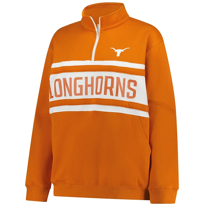 Pull zippé grande taille Texas Longhorns orange brûlé/blanc Fanatics pour femme