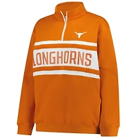 Pull zippé grande taille Texas Longhorns orange brûlé/blanc Fanatics pour femme