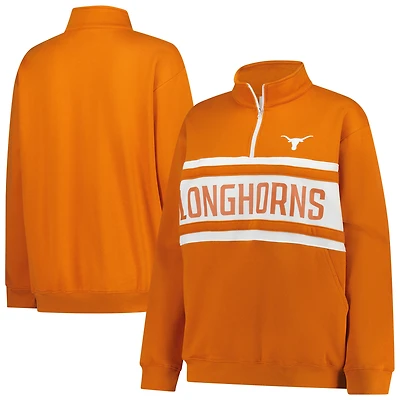 Pull zippé grande taille Texas Longhorns orange brûlé/blanc Fanatics pour femme