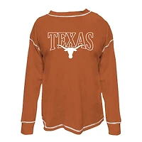 Sweat-shirt à coutures contrastées orange brûlé Texas Longhorns pour femme, grande taille