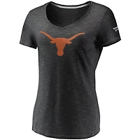 Women's Fanatics Charcoal Texas Longhorns Primary Logo Space-Dye V-Neck T-Shirt