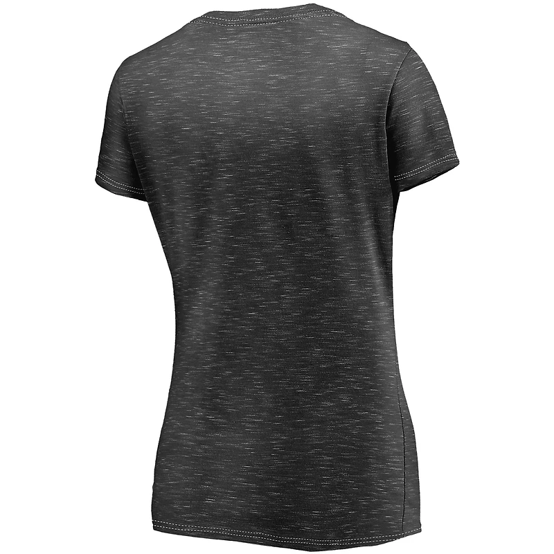 Women's Fanatics Charcoal Texas Longhorns Primary Logo Space-Dye V-Neck T-Shirt