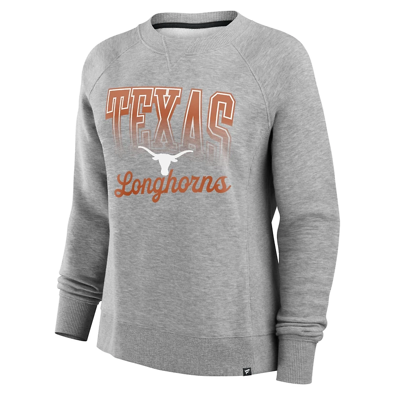 Women's Fanatics Heather Gray Texas Longhorns Training Camp Hit Hard Fleece Pullover Sweatshirt