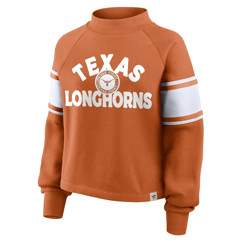 Women's Fanatics Texas Orange Longhorns Oversized Hometown Premium Punt Coverage Raglan Pullover Sweatshirt