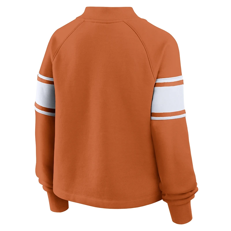Women's Fanatics Texas Orange Longhorns Oversized Hometown Premium Punt Coverage Raglan Pullover Sweatshirt