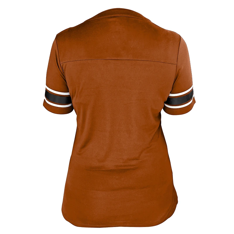 Women's Fanatics Texas Orange Longhorns Plus Mesh Overlay Lace-Up Jersey T-Shirt