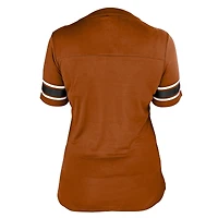 Women's Fanatics Texas Orange Longhorns Plus Mesh Overlay Lace-Up Jersey T-Shirt