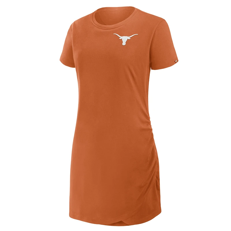 Women's Fanatics Texas Orange Longhorns Ruched Drape T-Shirt Dress