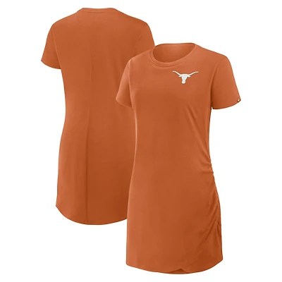 Robe t-shirt drapée froncée Fanatics Texas Orange Longhorns pour femme