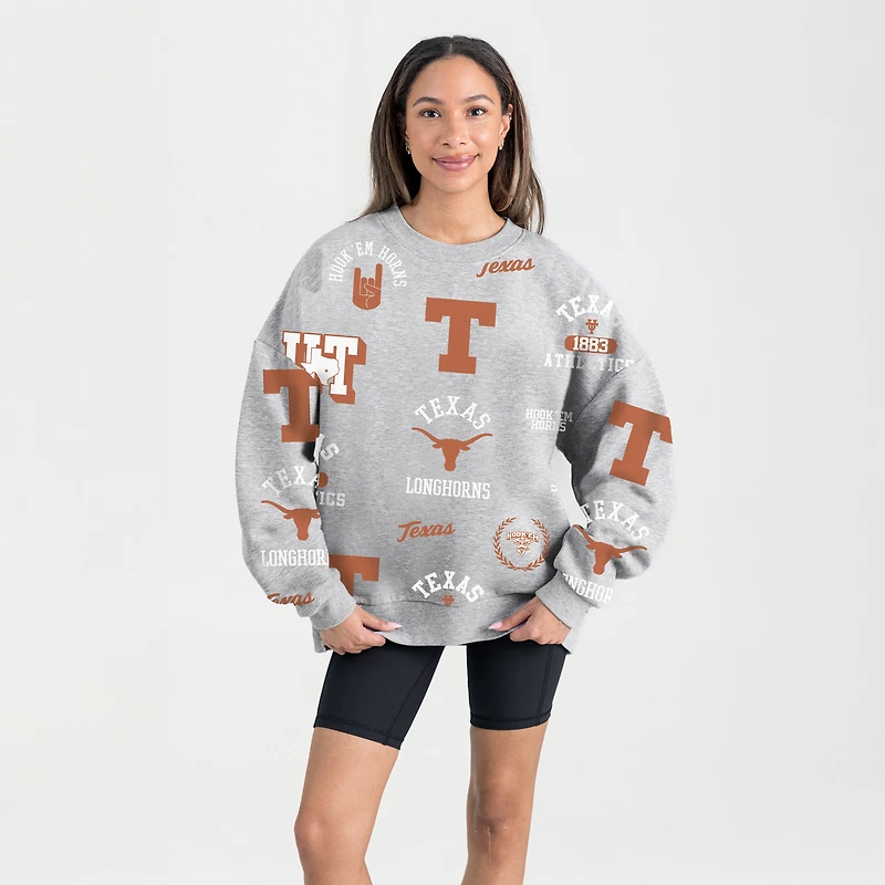Sweat-shirt en molleton gris Gameday Couture Texas Longhorns Always on Repeat pour femme