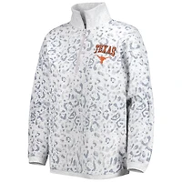 Sweat Gameday Couture gris chiné Texas Longhorns léopard quart-zip pour femme
