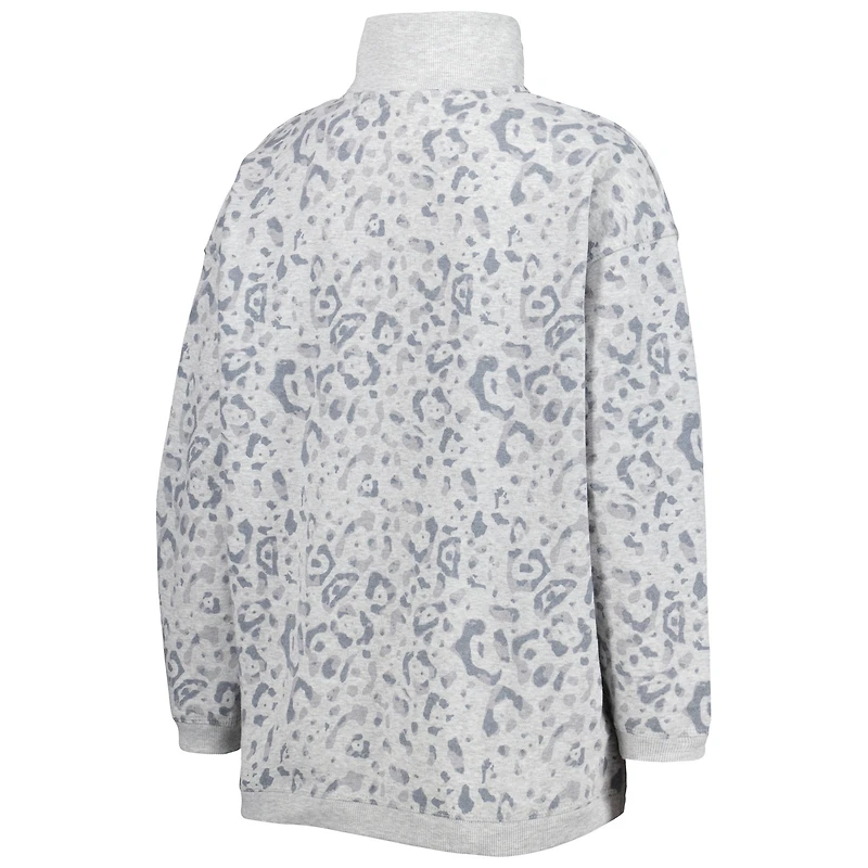 Sweat Gameday Couture gris chiné Texas Longhorns léopard quart-zip pour femme
