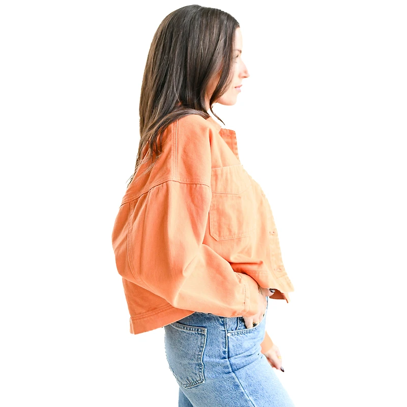 Veste courte boutonnée orange des Texas Longhorns pour femme, tenue de match sociale