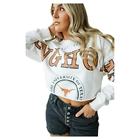 Women's Gameday Social White Texas Longhorns Phipps Cropped Sweatshirt