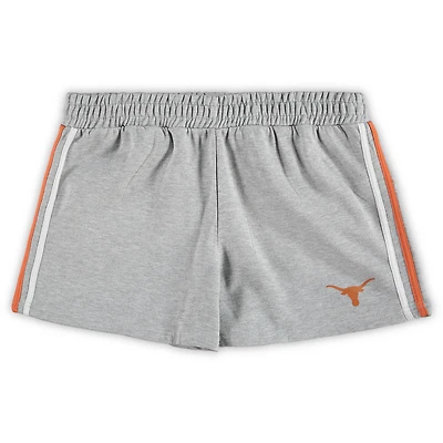 Women's Heathered Gray Texas Longhorns Plus 2-Stripes Shorts