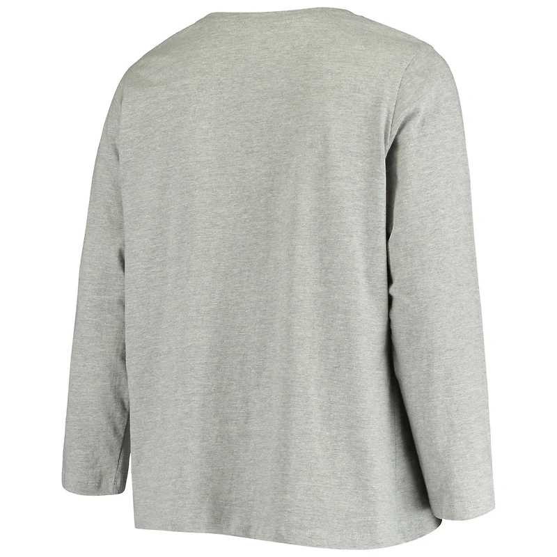 T-shirt à manches longues avec logo taille plus Texas Longhorns gris chiné pour femme