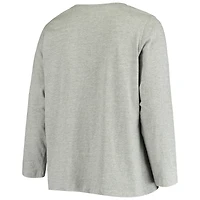 T-shirt à manches longues avec logo taille plus Texas Longhorns gris chiné pour femme