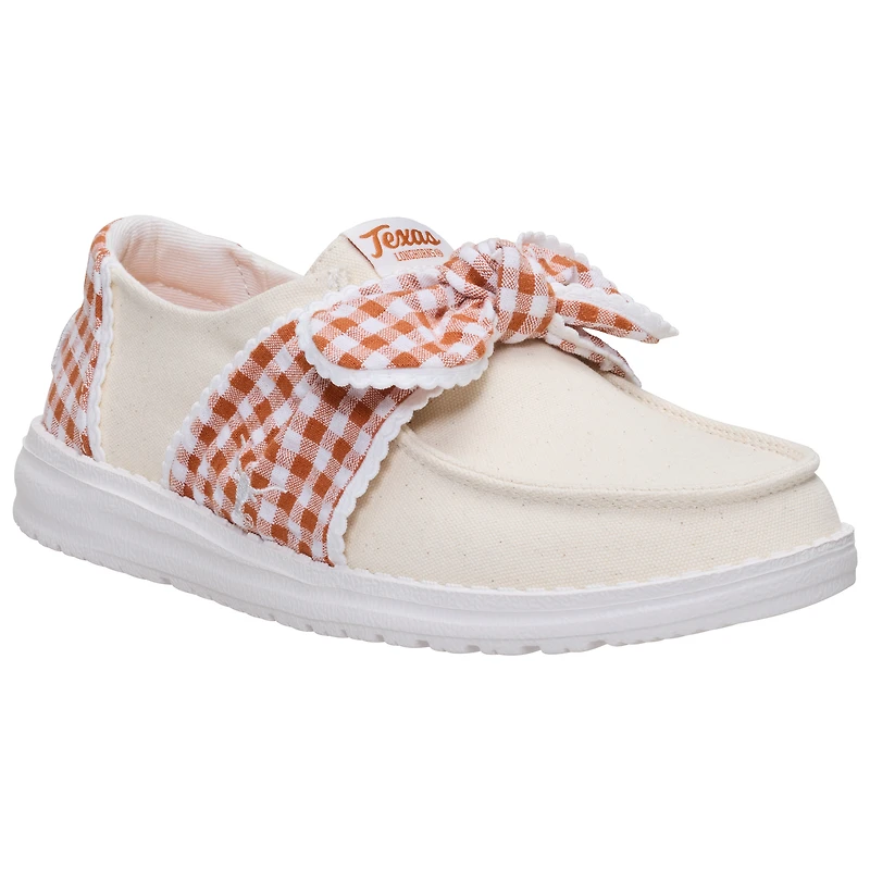 Women's Hey Dude  White/Texas Orange Texas Longhorns Wendy Bow Casual Slip-On Shoes