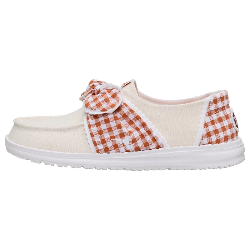 Women's Hey Dude White/Texas Orange Texas Longhorns Wendy Bow Casual Slip-On Shoes