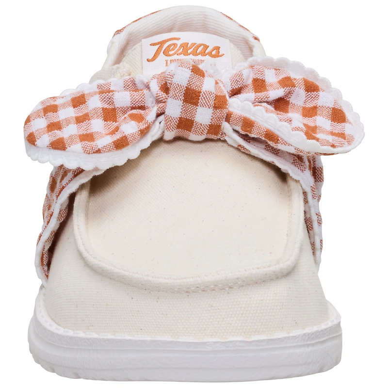 Women's Hey Dude White/Texas Orange Texas Longhorns Wendy Bow Casual Slip-On Shoes