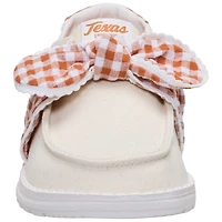 Women's Hey Dude  White/Texas Orange Texas Longhorns Wendy Bow Casual Slip-On Shoes
